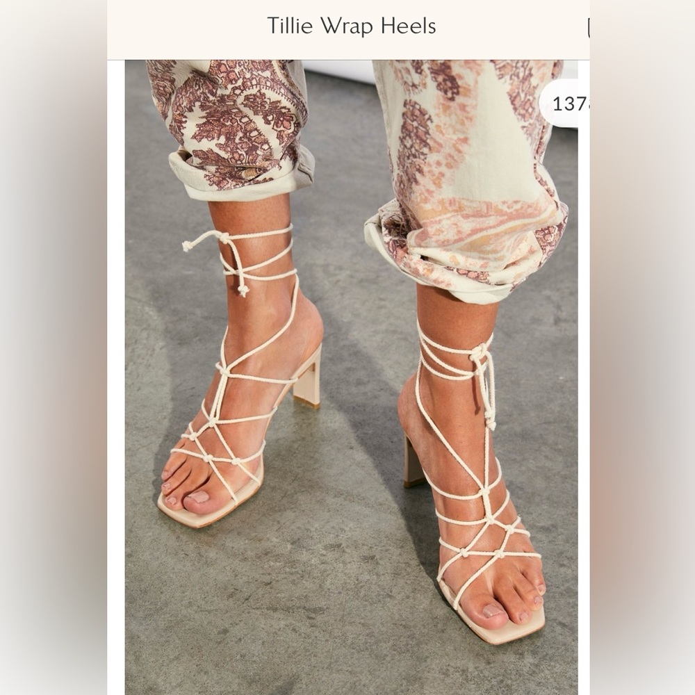 ALOHAS Cream Tillie Wrap Heels